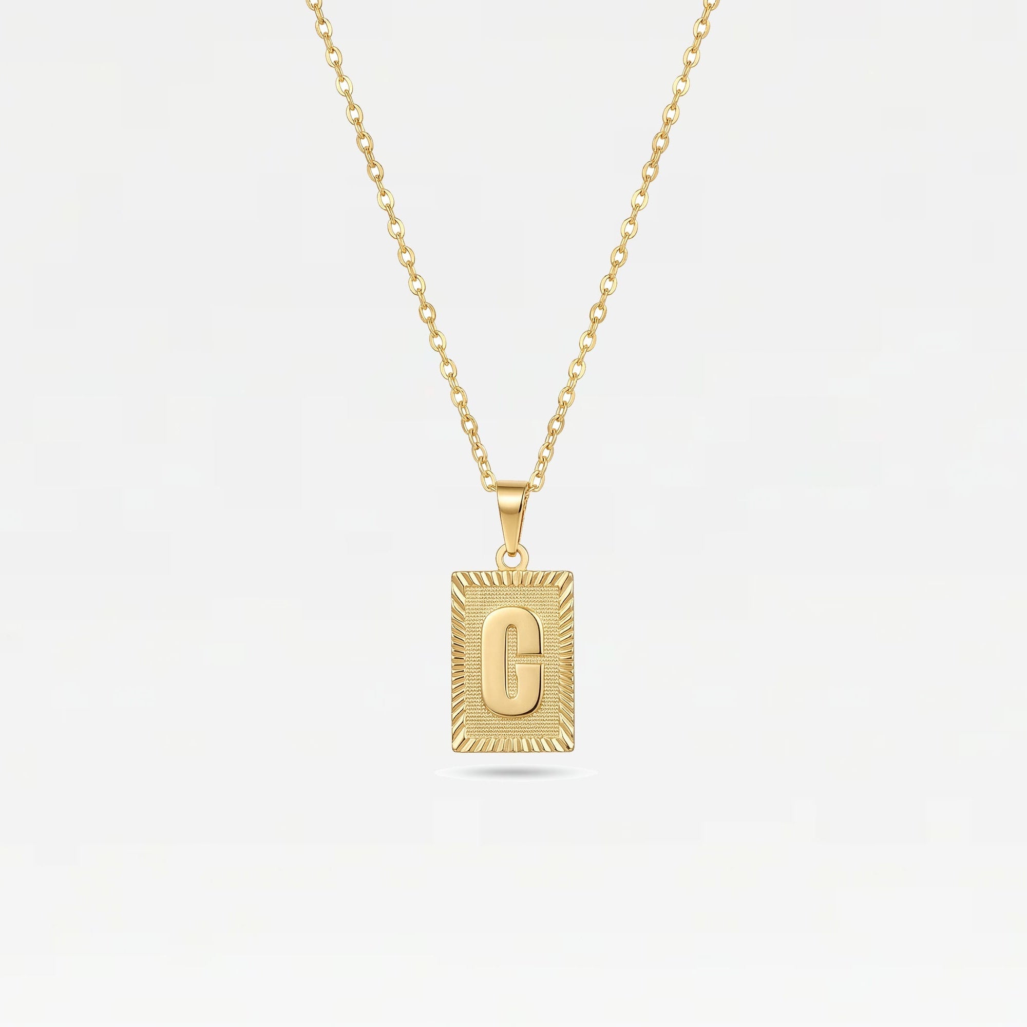 The Block Embossed Initial Pendant Necklace | Gold Vermeil