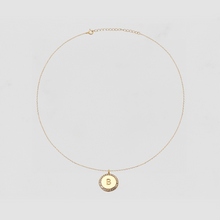 The Block Pave Initial Disc Necklace | Gold Vermeil