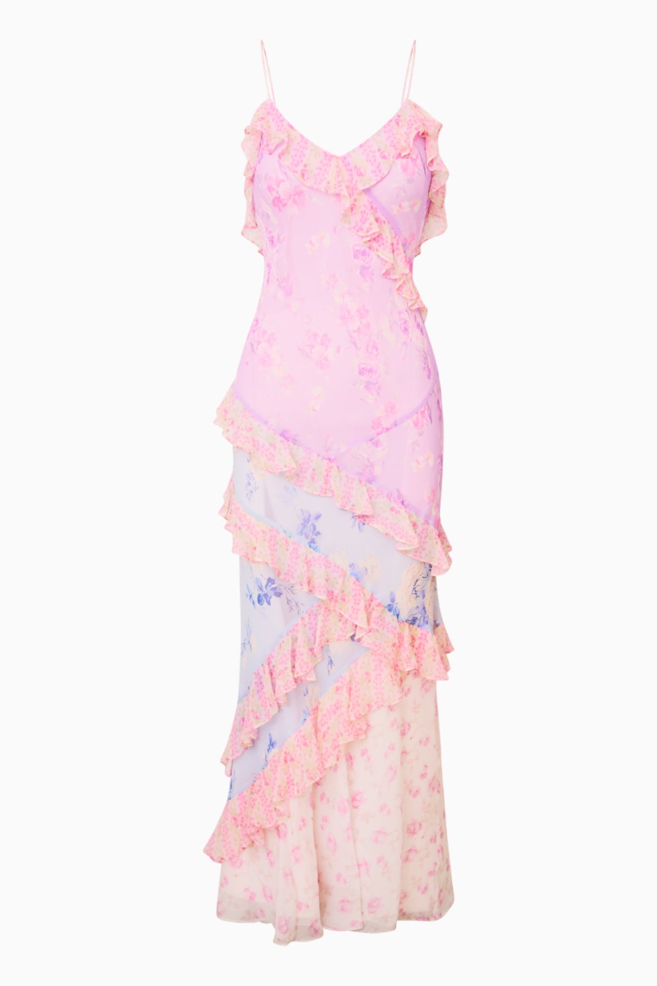 Rialto Silk Mixed Heirloom Print Dress | Blooming Paradise