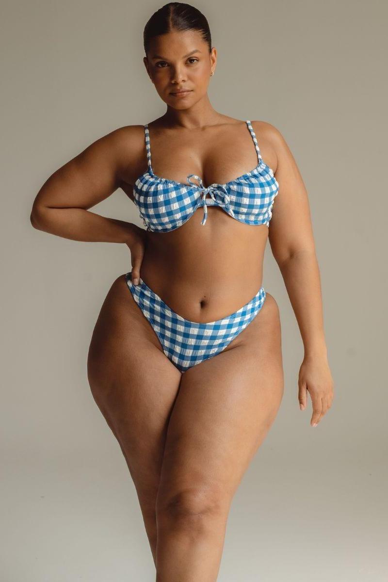 Lucy Bikini Top | Blue Gingham