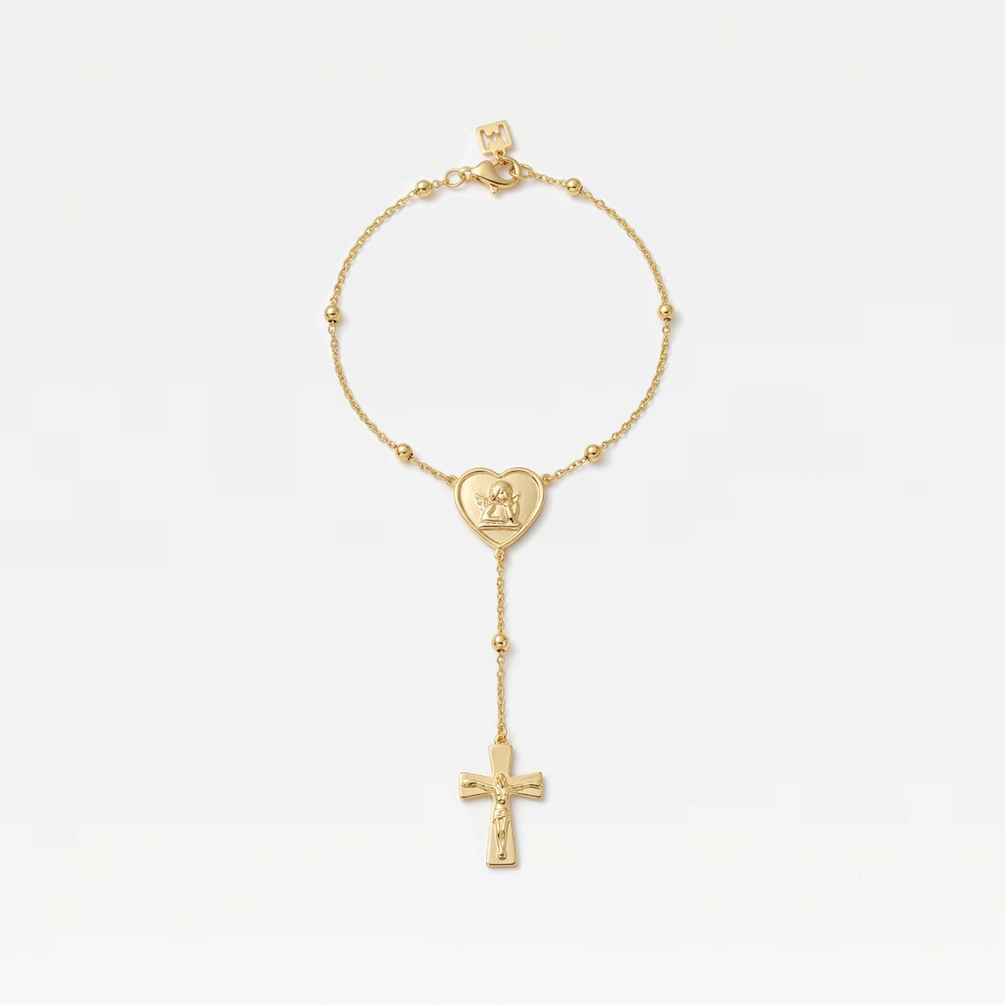 The Angel Cross Rosary Bracelet | 18Kt Gold Filled