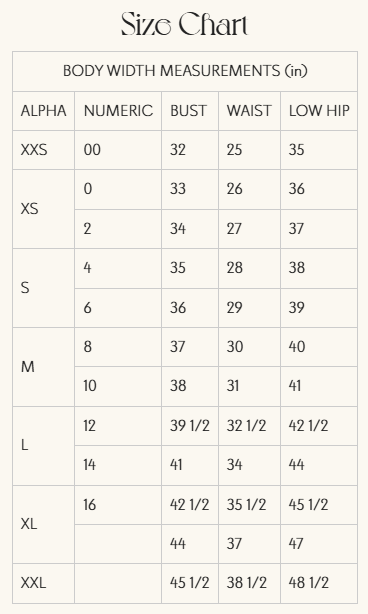 Product size guide