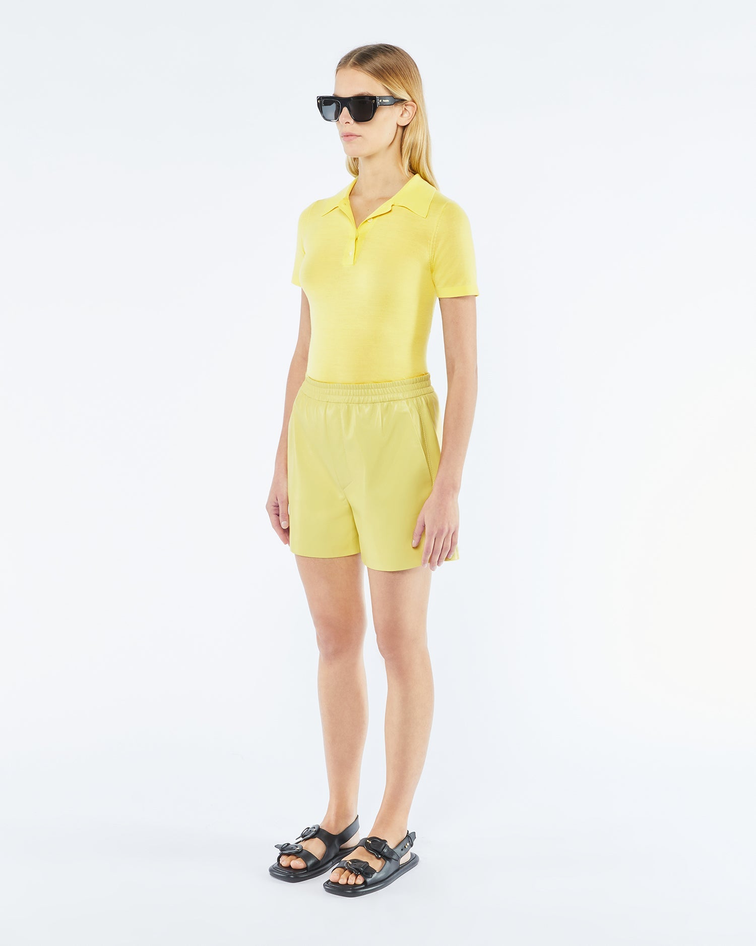 Brenna Okobor Alt-Leather Shorts | Yellow