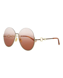 Chloe Round Metal Sunglasses | Gold