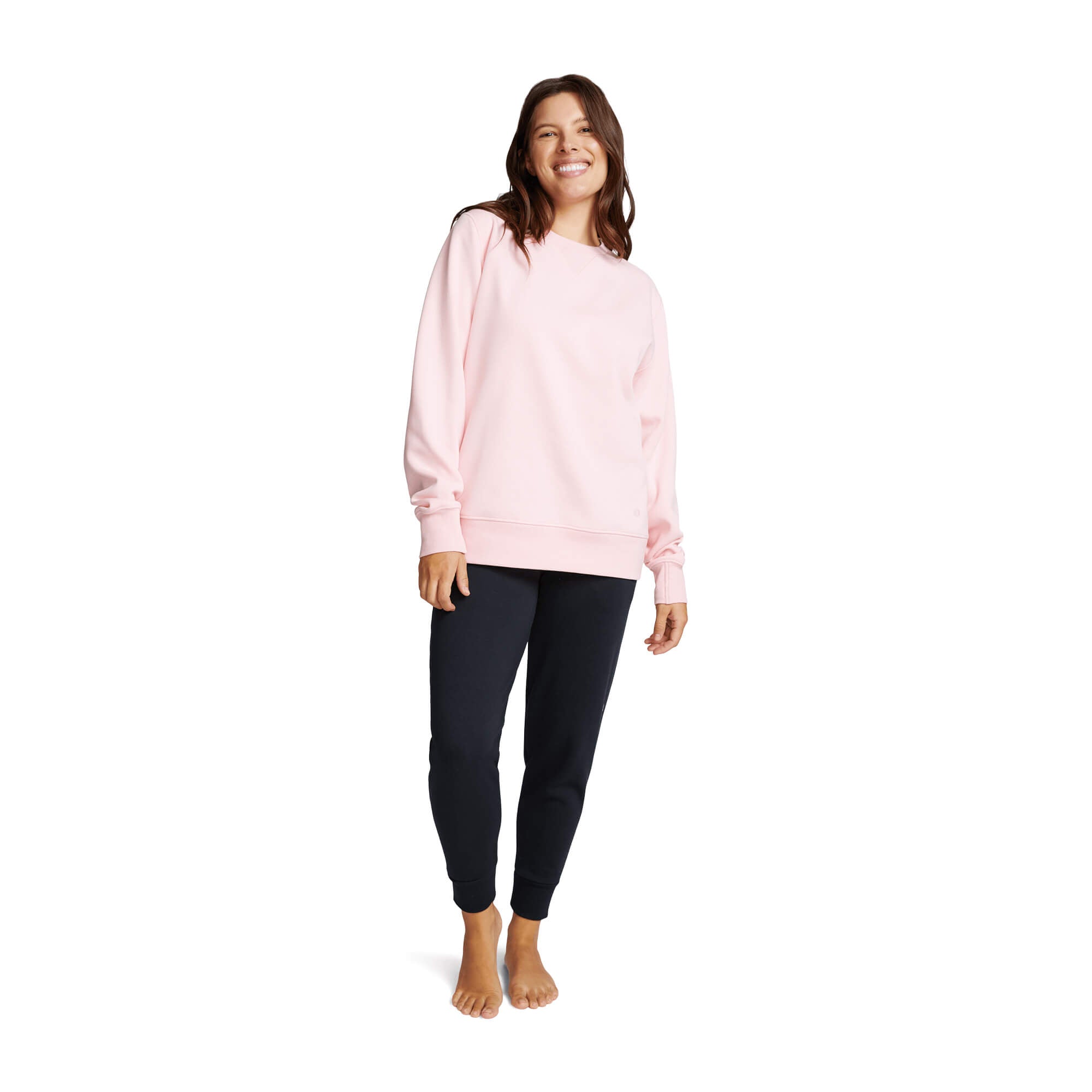 Chilluxe Brushed Fleece Crew | Flamingo