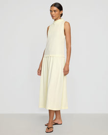 Vanessa | Chinon Drop-Waist Gathered-Neck Dress in Size Small