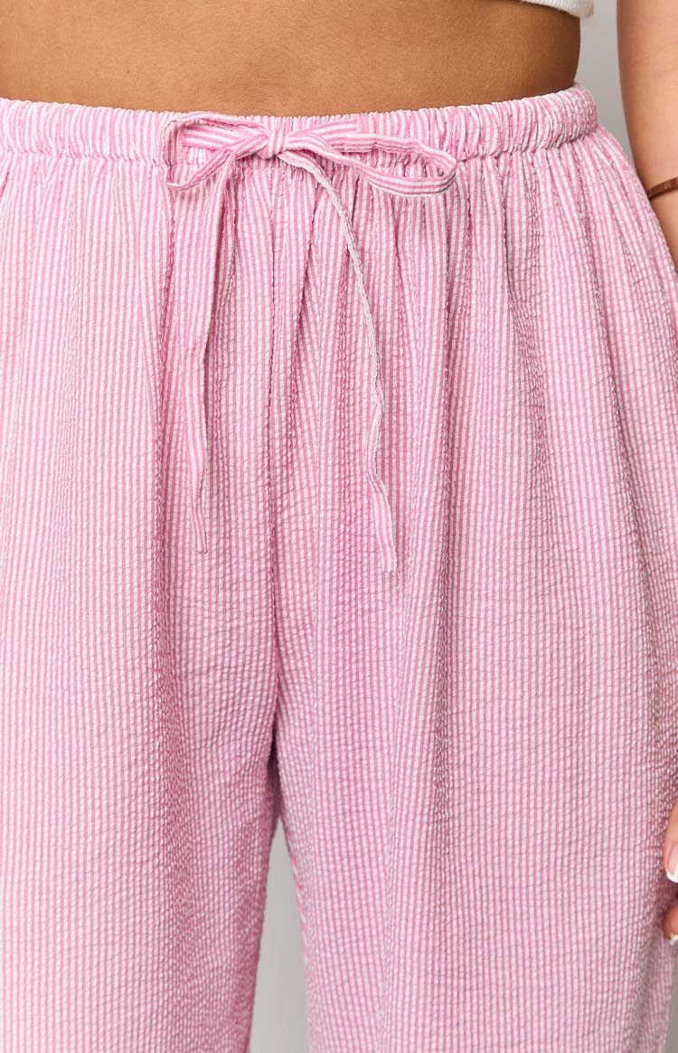 Cici Striped Drawstring Pants | Pink