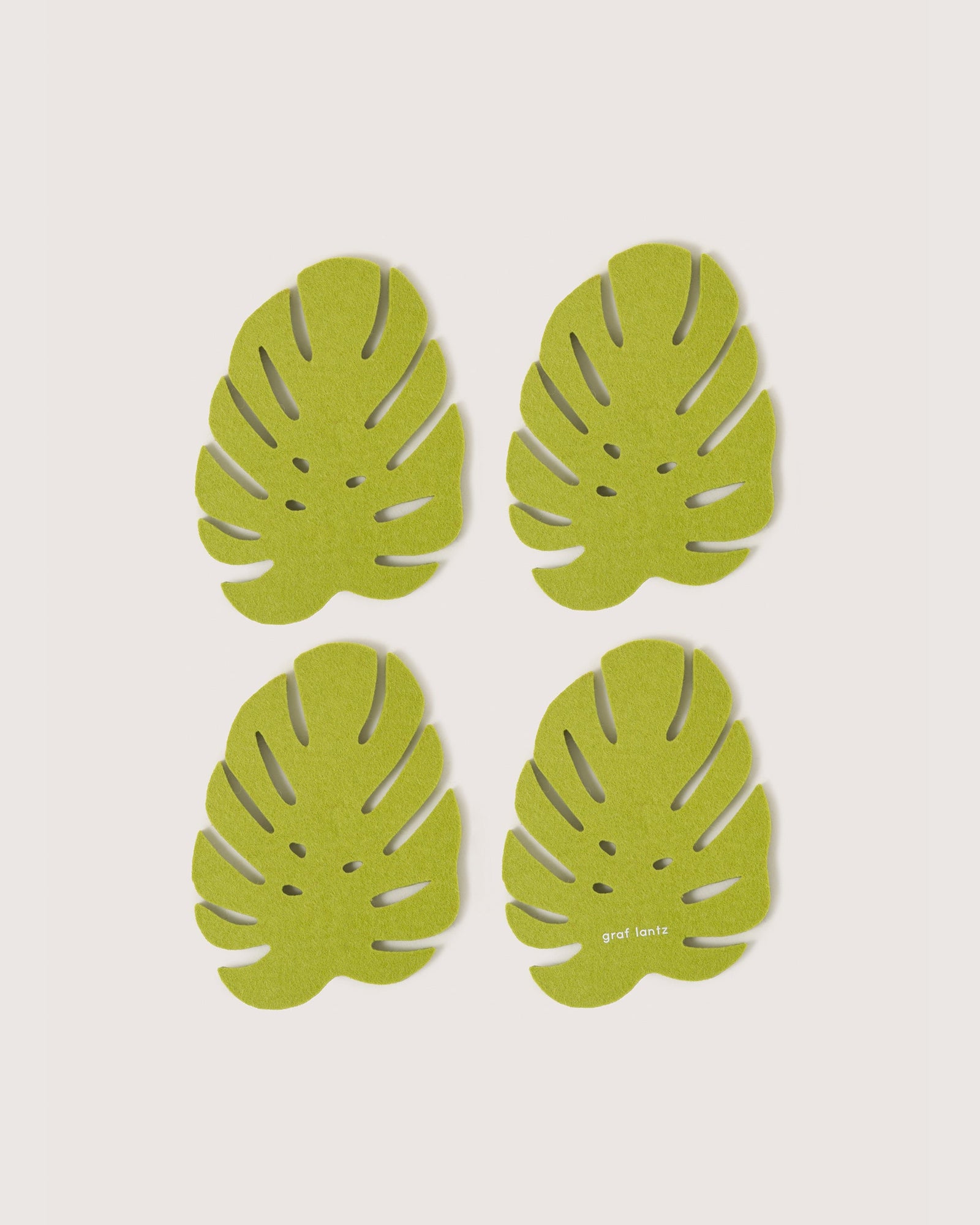 4 Pack Solid | Merino Wool Monstera Coaster | Pistachio