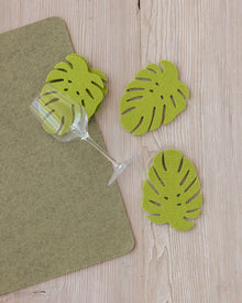 4 Pack Solid | Merino Wool Monstera Coaster | Pistachio