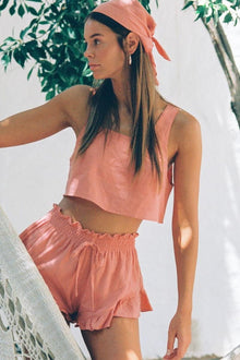 Square Neck Crop Top | Coral
