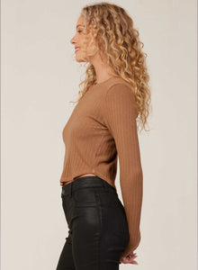 Long Sleeve Crop Crew Neck - Iced Mocha