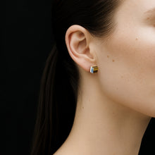 Cubic Earrings | Recycled Brass | Tiger's Eye