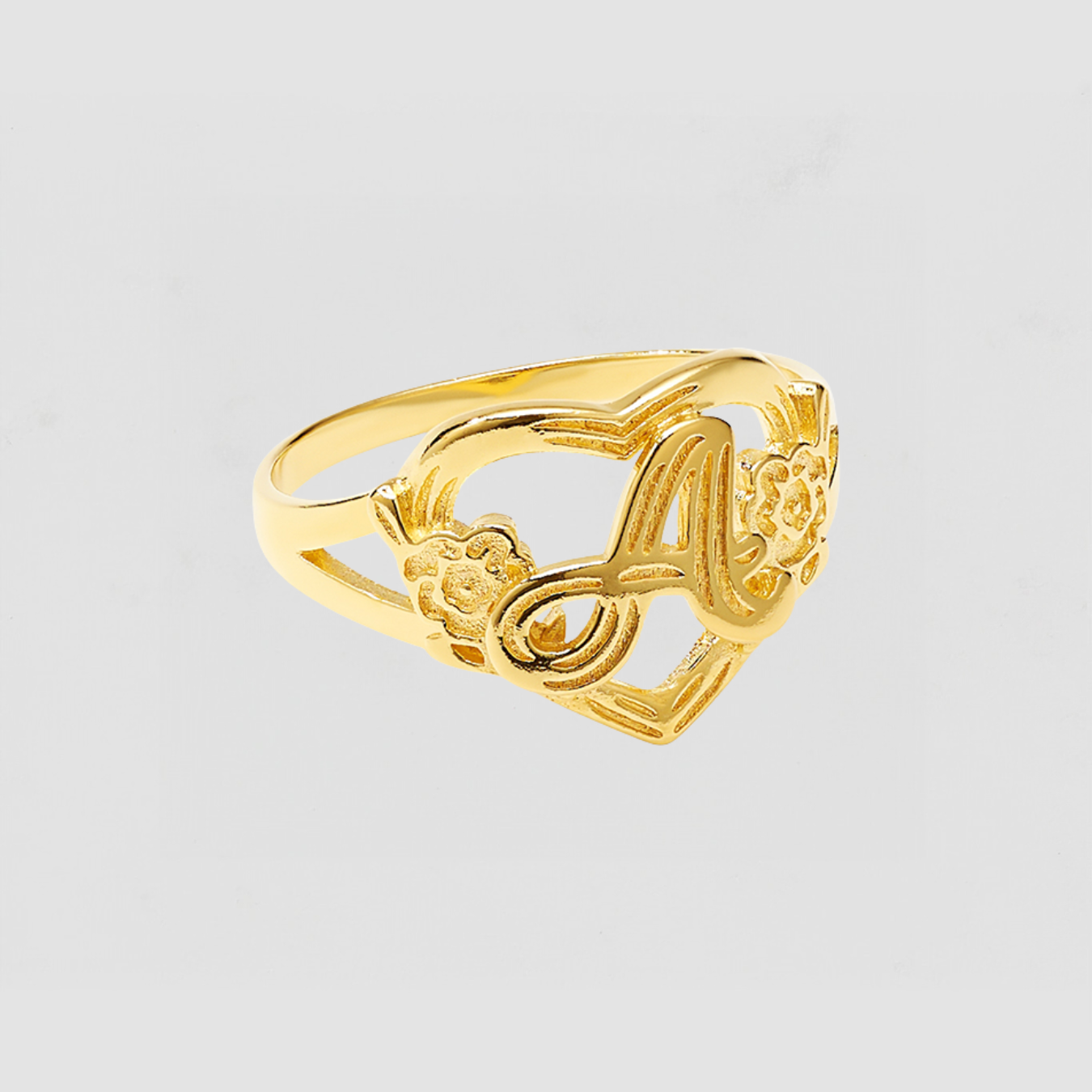 The Cutout Flower Heart Letter Ring Size 5 | Gold Vermeil