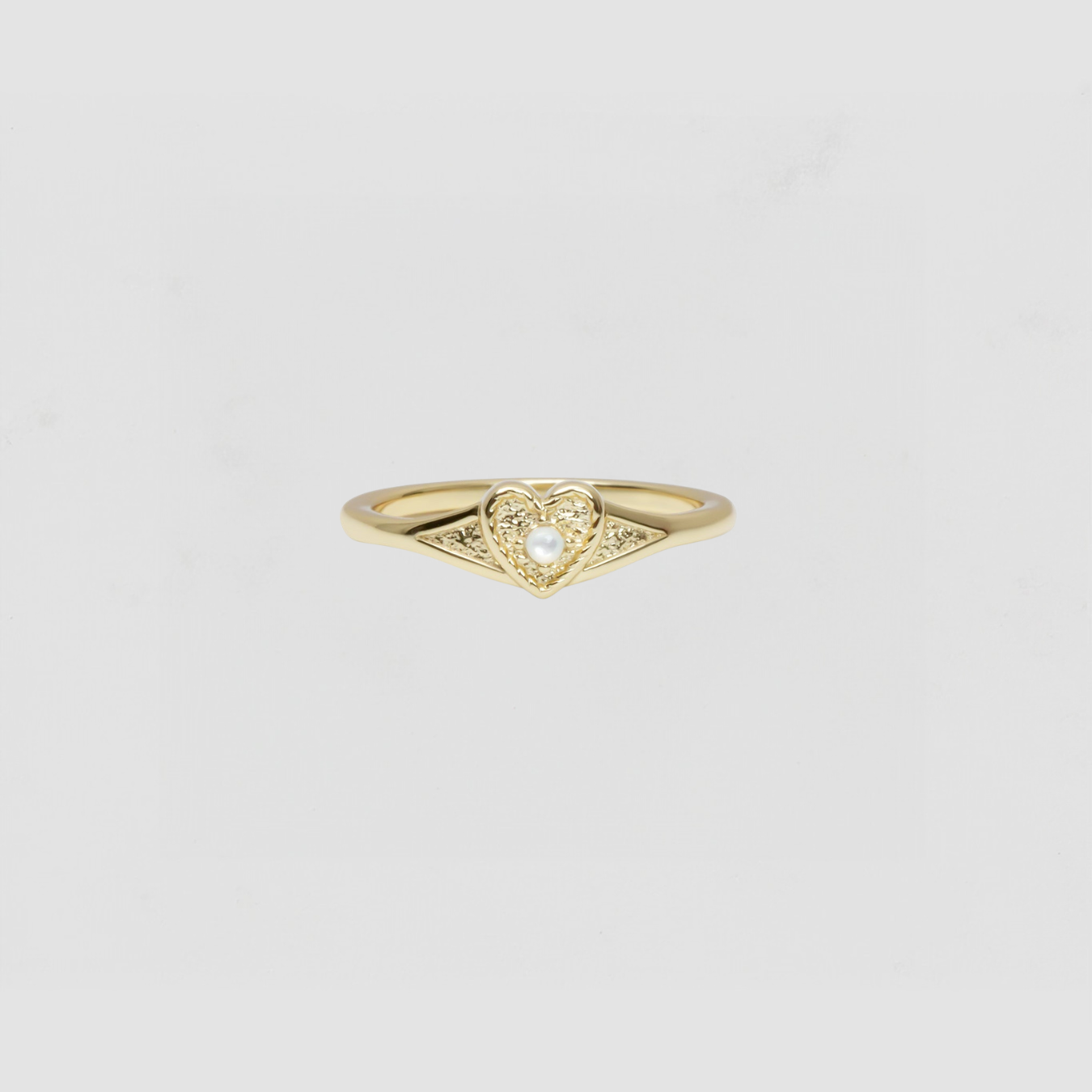 The Dainty Pearl Heart Heirloom Ring | Gold