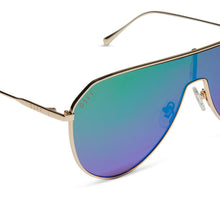 Womens | Dash Shield Sunglasses | Gold | Green Lenses