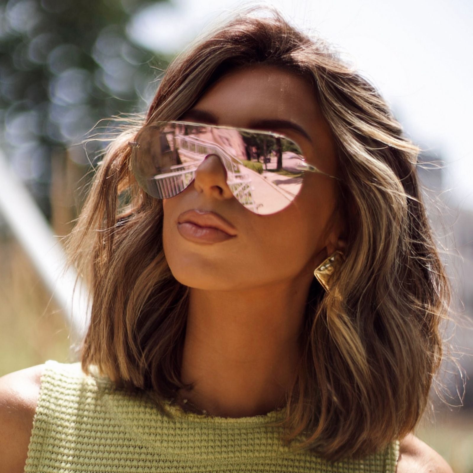 Unisex | Imani Sunglasses | Gold | Cherry Blossom Lenses