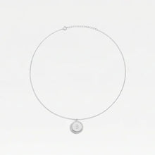 The Block Pave Initial Disc Necklace | Sterling Silver