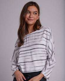 Dolman Sleeve Blouse | Frosted Stripe Print