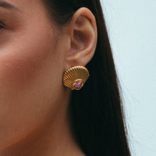THE PINK CRYSTAL SEASHELL EARRINGS - The M Jewelers