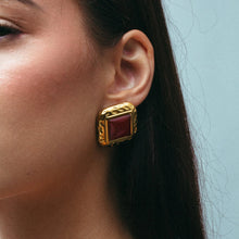THE SQUARE RED HEIRLOOM EARRINGS - The M Jewelers