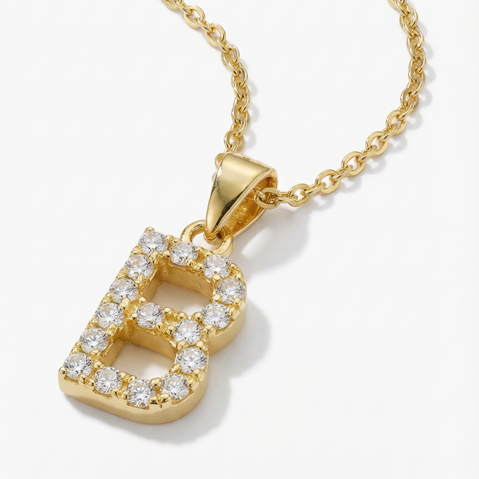 The Pave Single Block Initial Necklace | Gold Vermeil