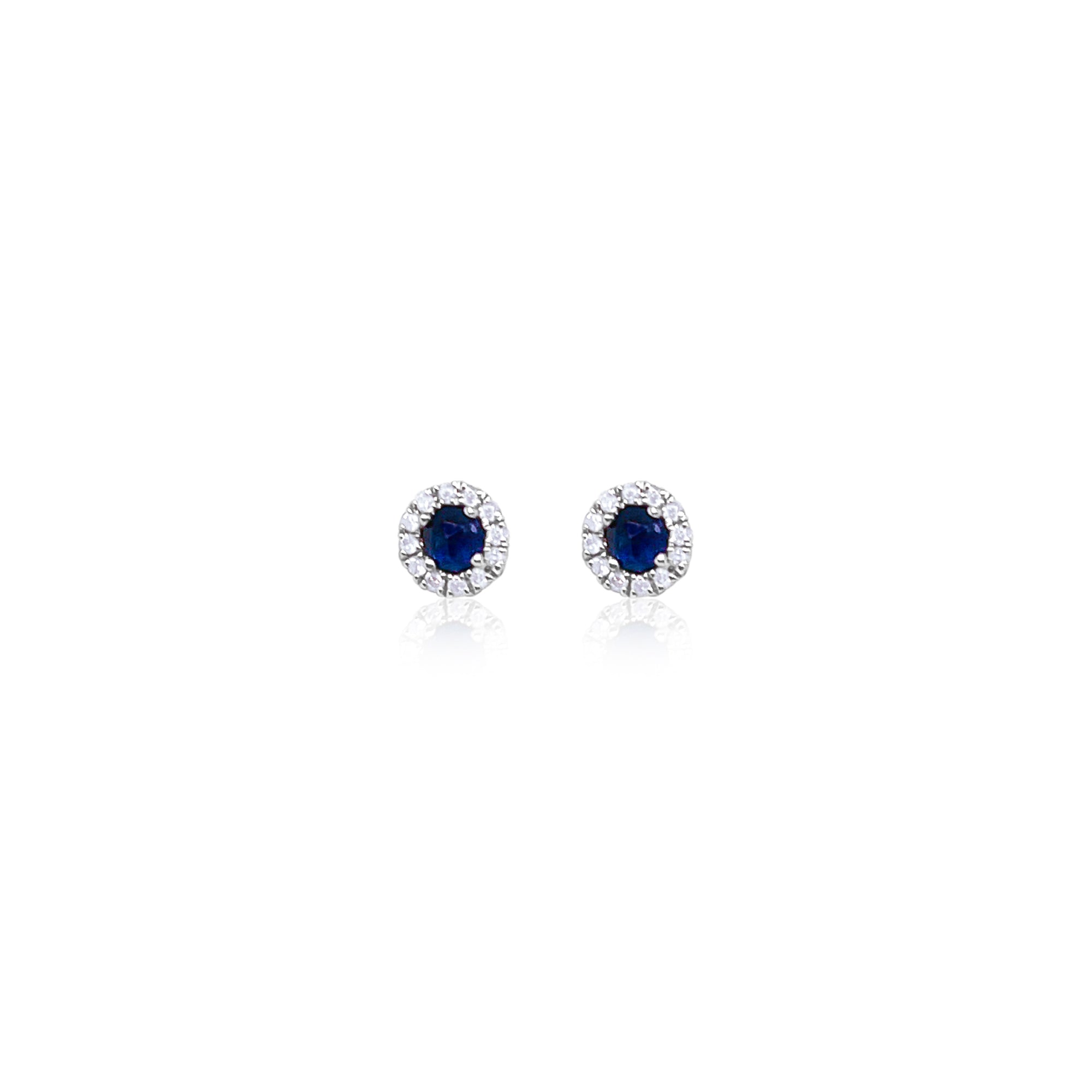 14Kt White Gold Diamond Rough Cut Blue Sapphire Diamond Studs | White Gold