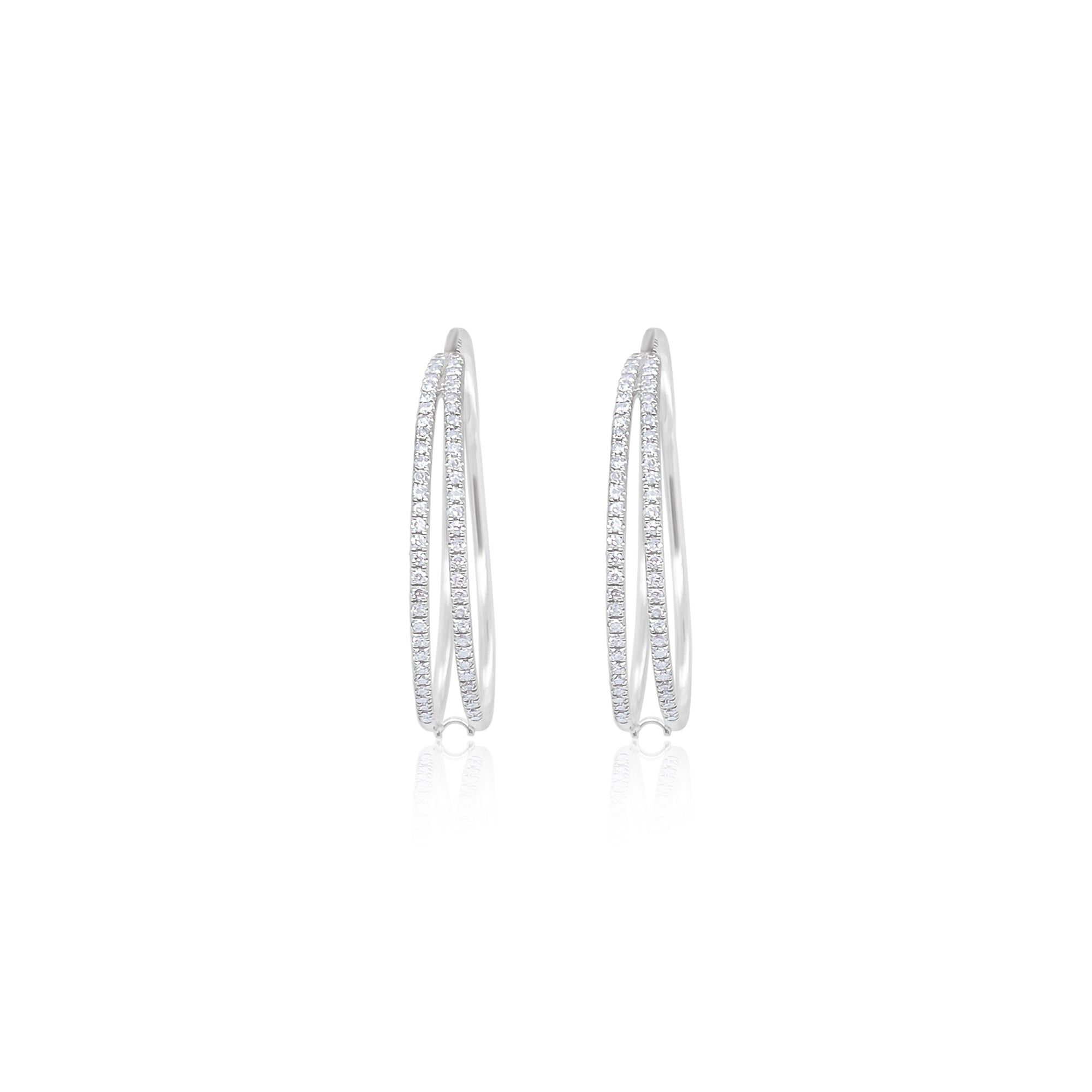 White Gold Diamond Hoop Earrings | White Gold