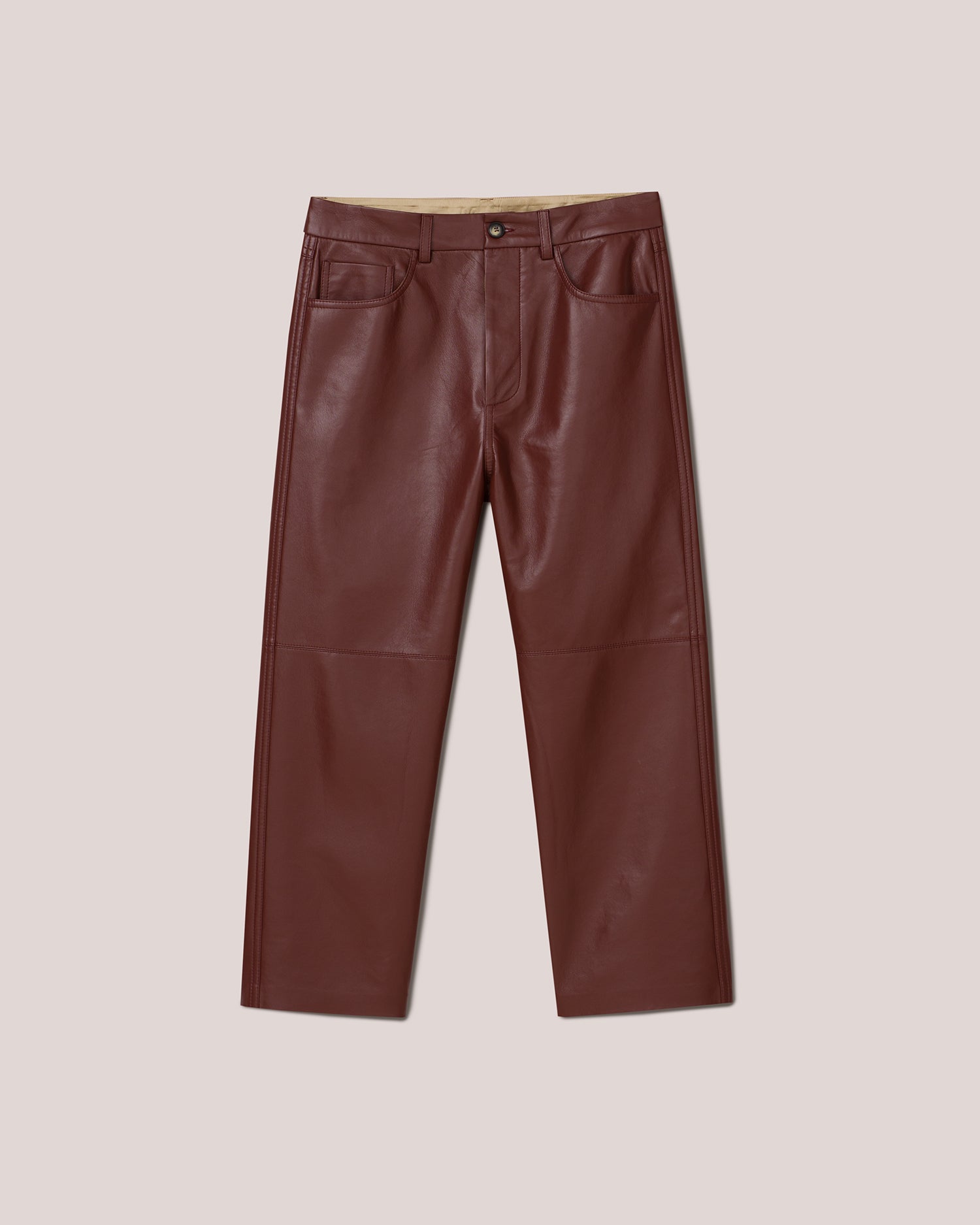 Nor Regenerated Leather Relaxed Straight-Leg Pants | Mahogany