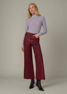 The Mia Wide Leg Ankle Coated in Syrah – trendy high rise wide leg jeans with a coated finish.