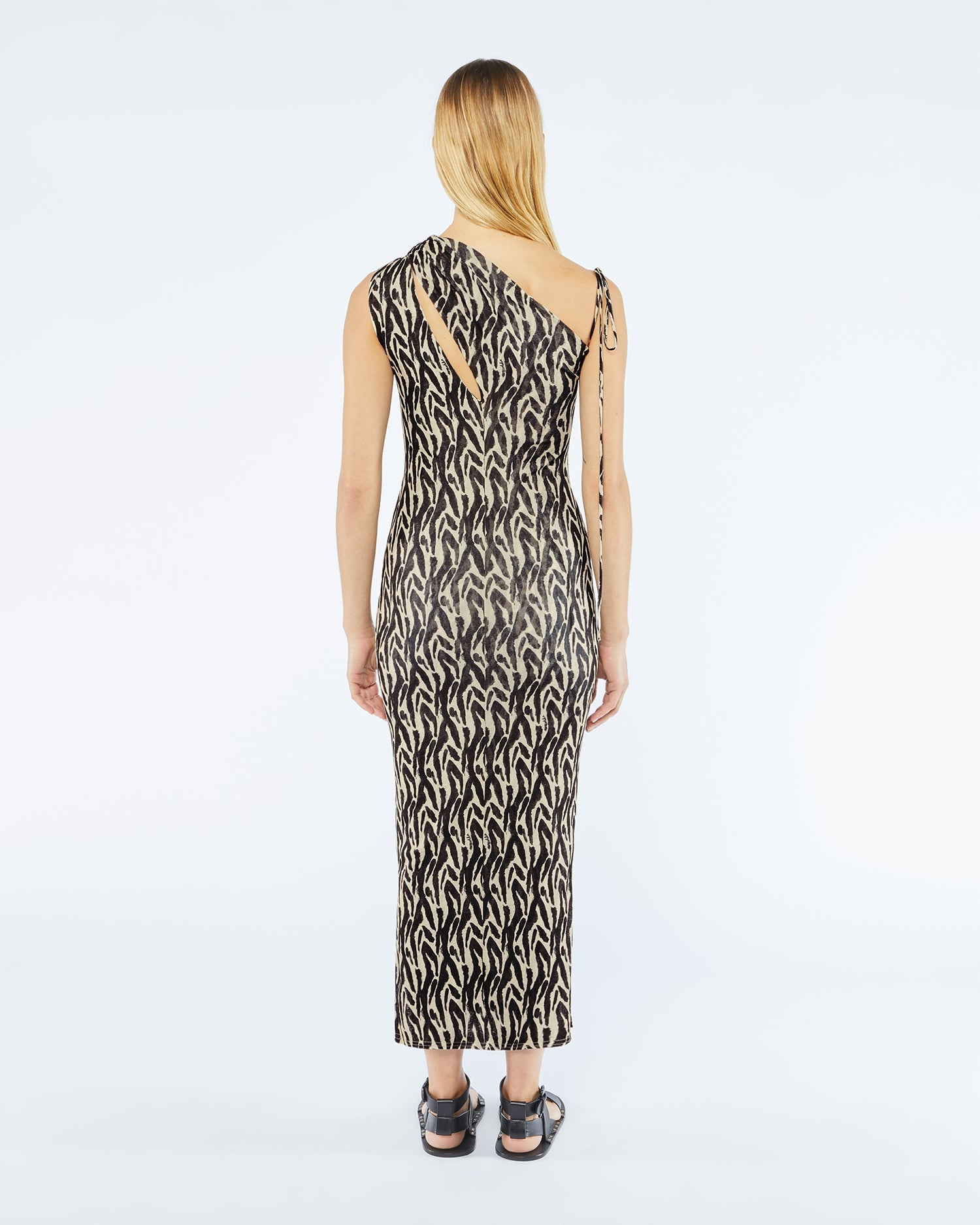 Camille Printed Mesh-Jersey Midi Dress | Brushtroke Animal