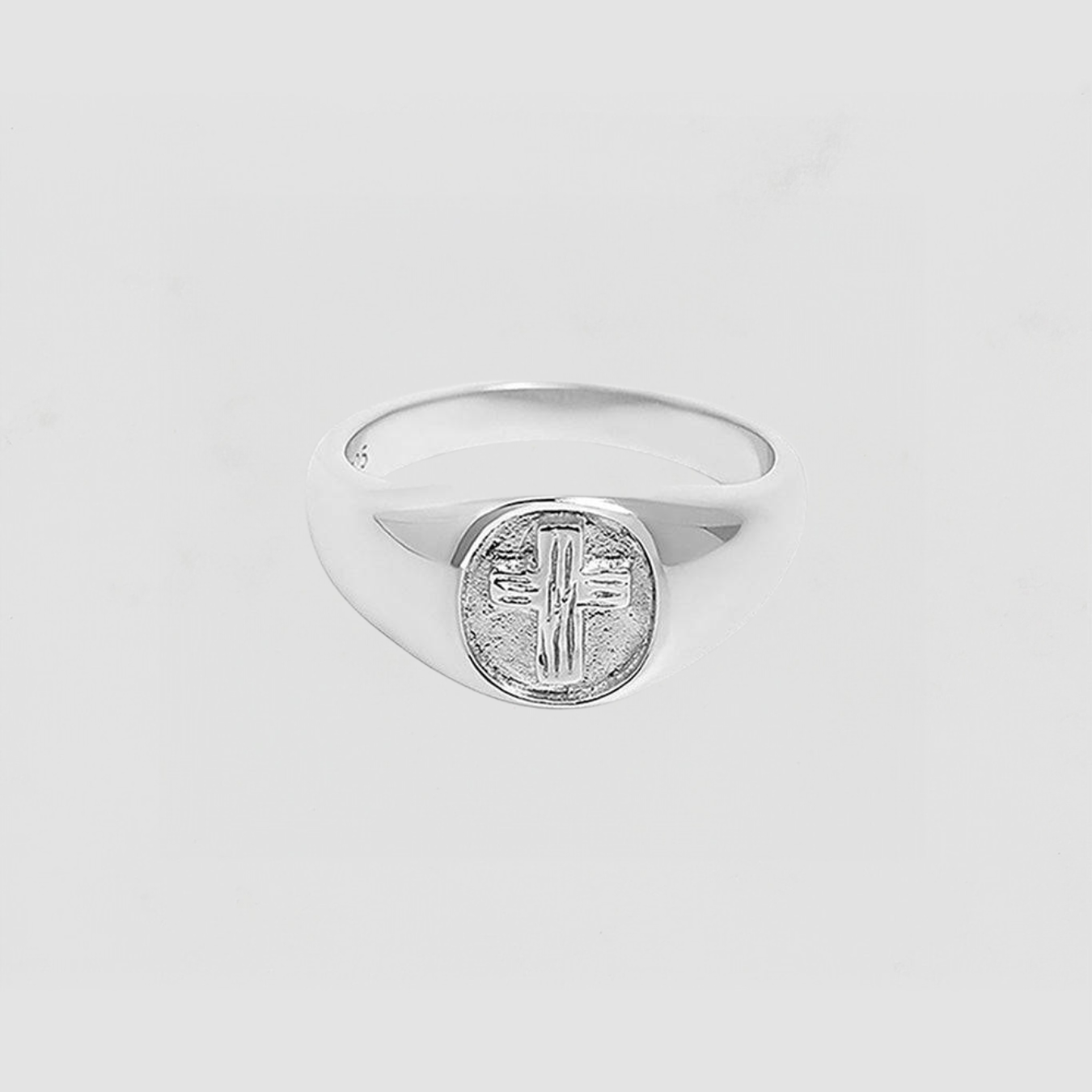 The Embossed Cross Signet Ring | Sterling Silver