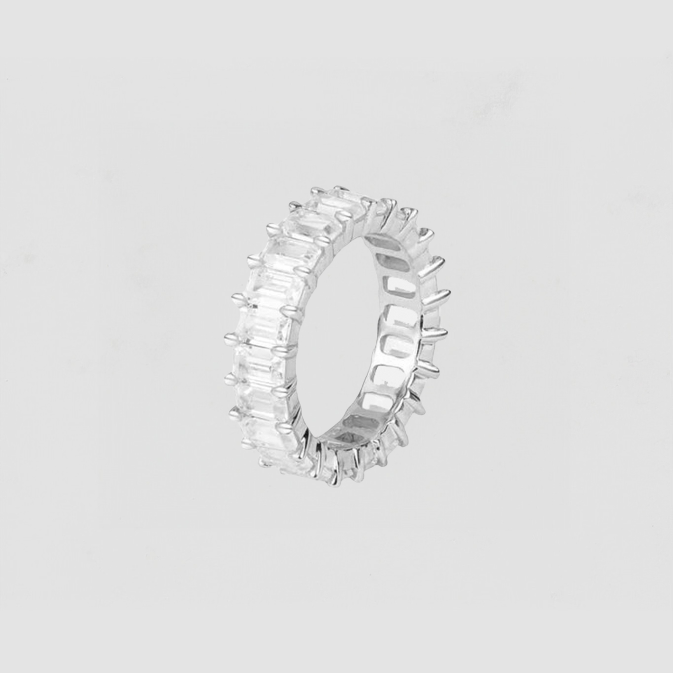 The Emerald Cut Pave' Ring | Silver