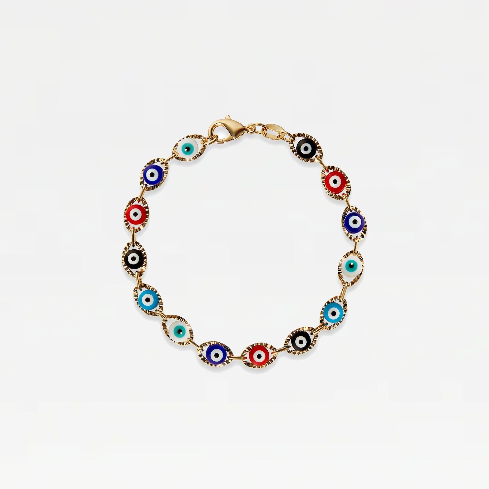 The Multi Color Evil Eye Link Bracelet | 18Kt Gold-Filled