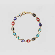 The Multi Color Evil Eye Link Bracelet | Gold
