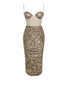 Layla Sequin Corset Dress | Gold