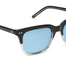 Unisex | Mr. Fantastic Sunglasses | Retro Black To Clear Gradient | Quantum Blue Polarized Lenses