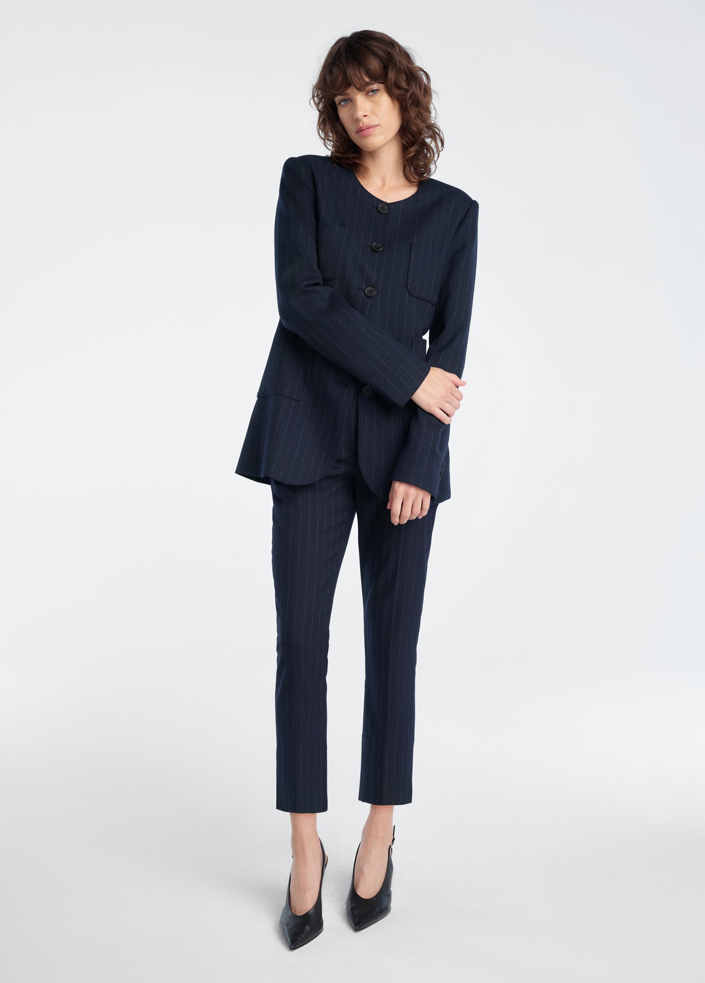 navy pinstripe