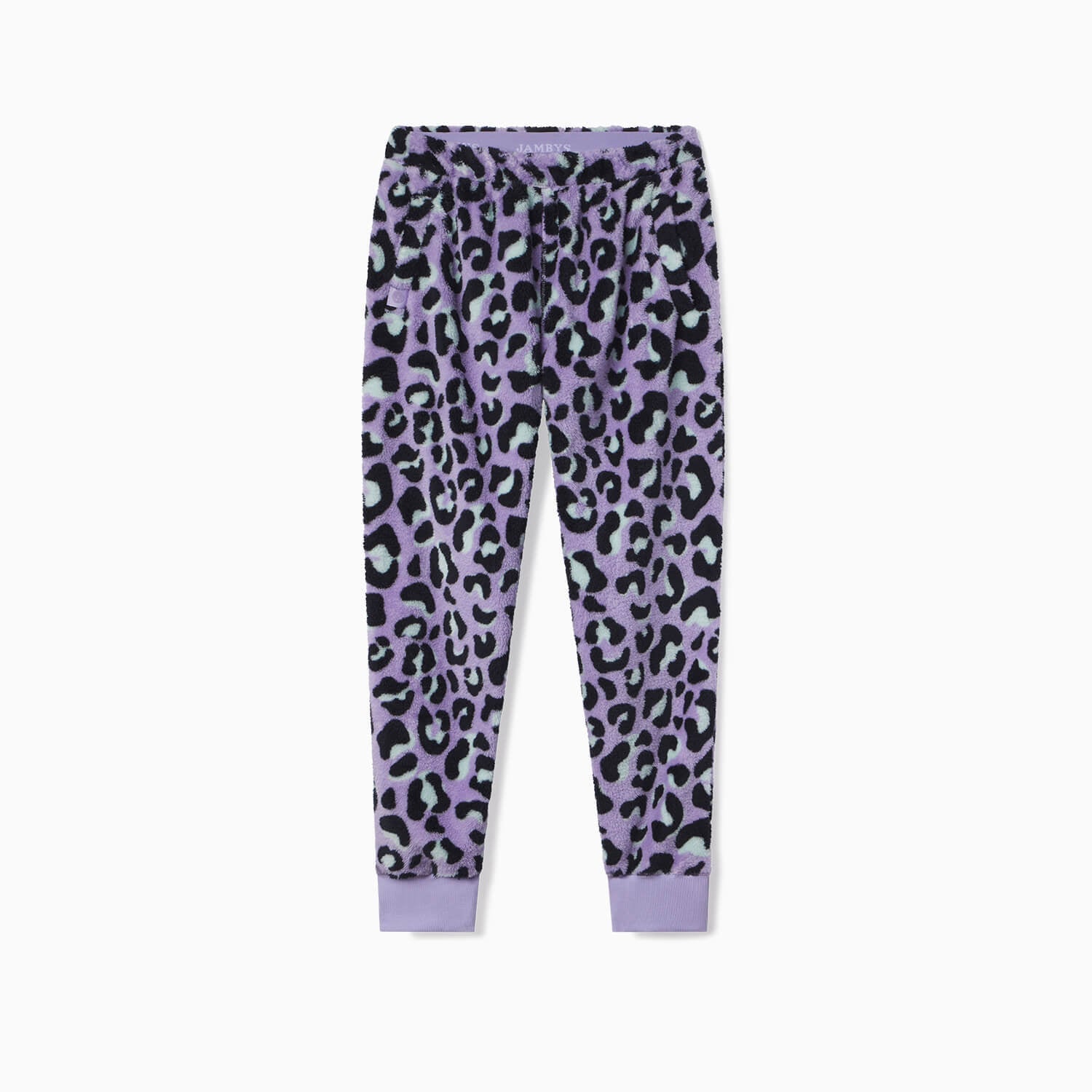 Sherpa Fleece Lounge Joggers | Lavender Leopard