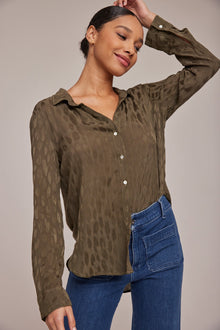 Flowy Button  Down - Herb Green