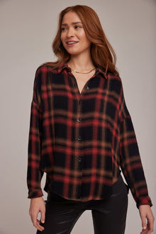 Flowy Shirt - Golden Rust Plaid