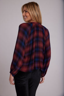 Full Sleeve Raglan Button Down - Jewel Tone Plaid