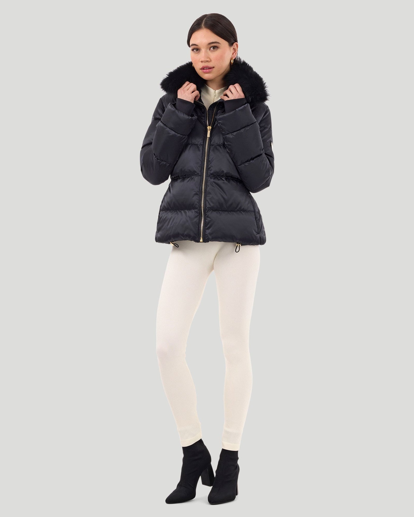 Après-Ski Jacket With Detachable Toscana Shearling Lamb Collar | Women | Black x Black (V2)