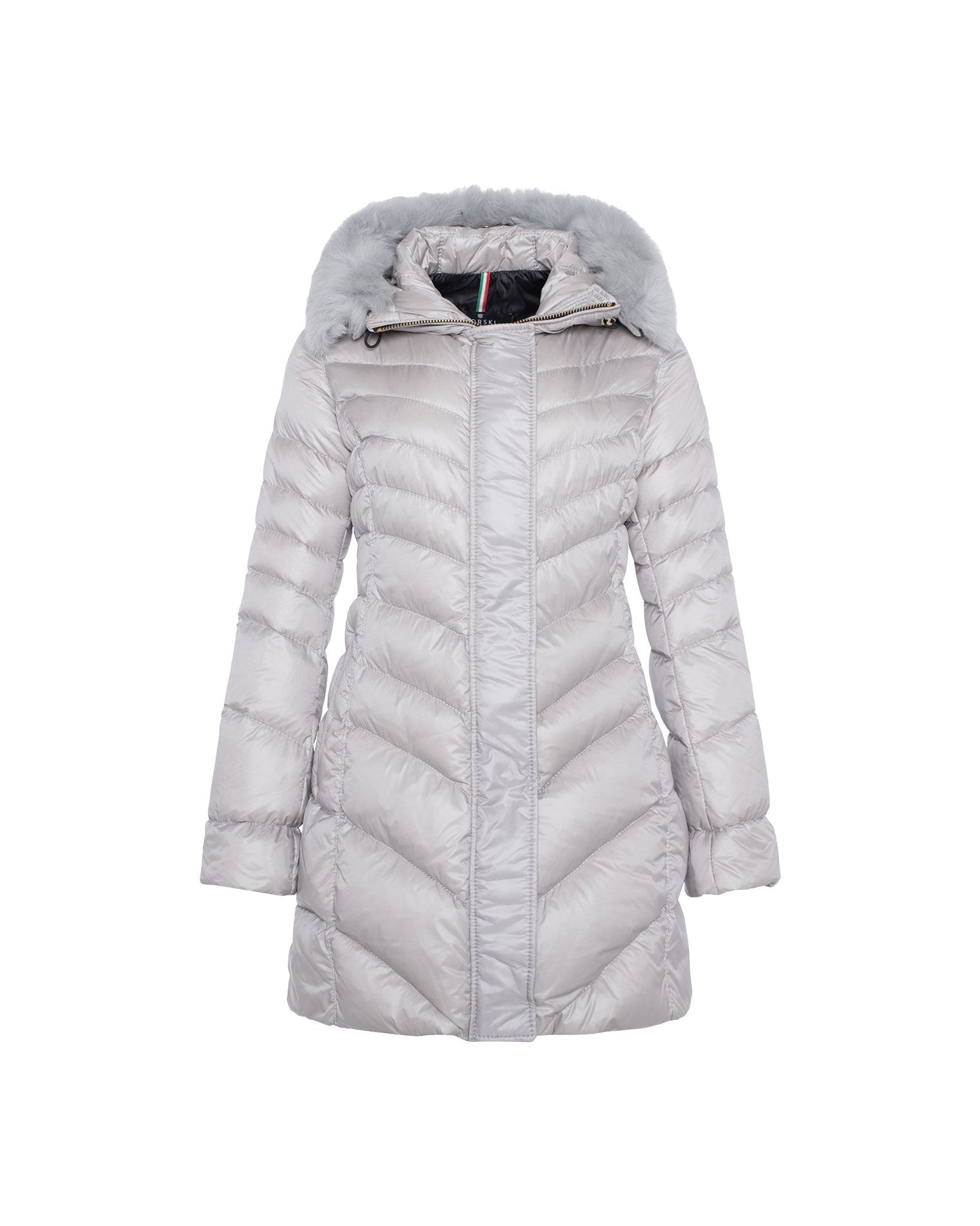 Après-Ski Jacket With Detachable Toscana Shearling Lamb Hood Trim | Women | Gray x Gray (V3)