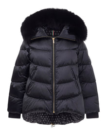 Après-Ski Jacket With Detachable Toscana Shearling Lamb Hood Trim | Women | Black x Black (V8)