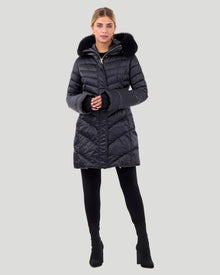 Après-Ski Jacket With Detachable Toscana Shearling Lamb Hood Trim | Women | Black x Black (V6)