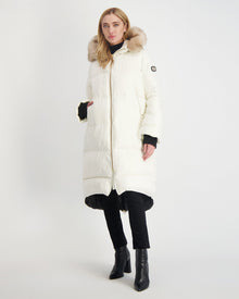 Après-Ski Jacket With Detachable Toscana Shearling Lamb Hood Trim | Women | Ivory x Whiskey (V2)