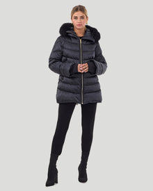 Après-Ski Jacket With Detachable Toscana Shearling Lamb Hood Trim | Women | Black x Black (V4)