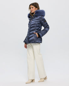 Après-Ski Jacket With Detachable Toscana Shearling Lamb Hood Trim | Women | Ocean Blue x Ocean Blue