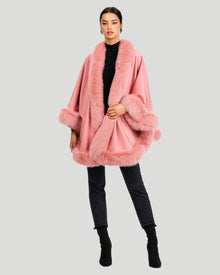 Cashmere Capelet With Fox Trim | Women | Pink