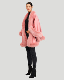 Cashmere Capelet With Fox Trim | Women | Pink